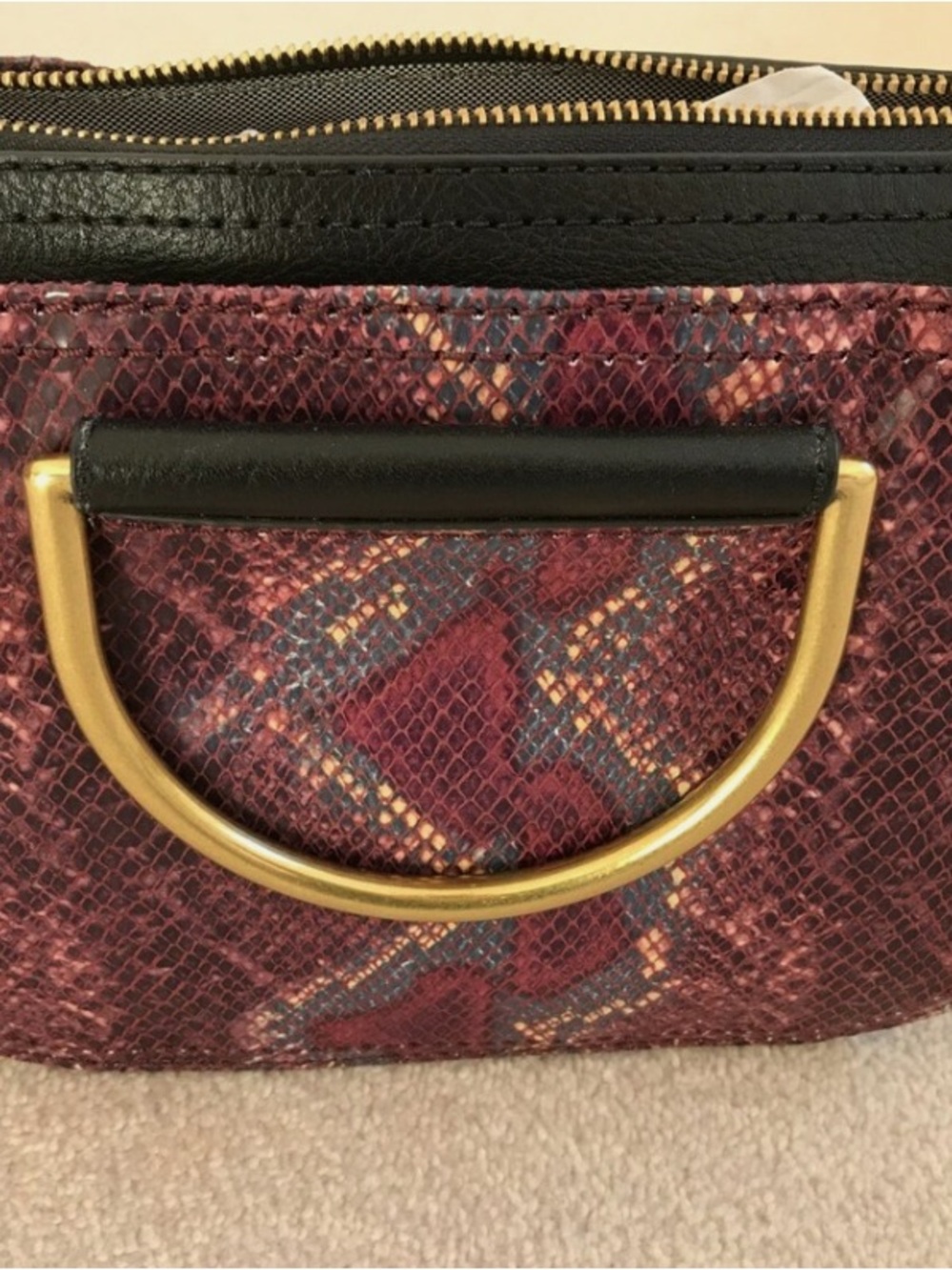 Vintage Fossil Ryder Mini Handbag Patterned Burgundy